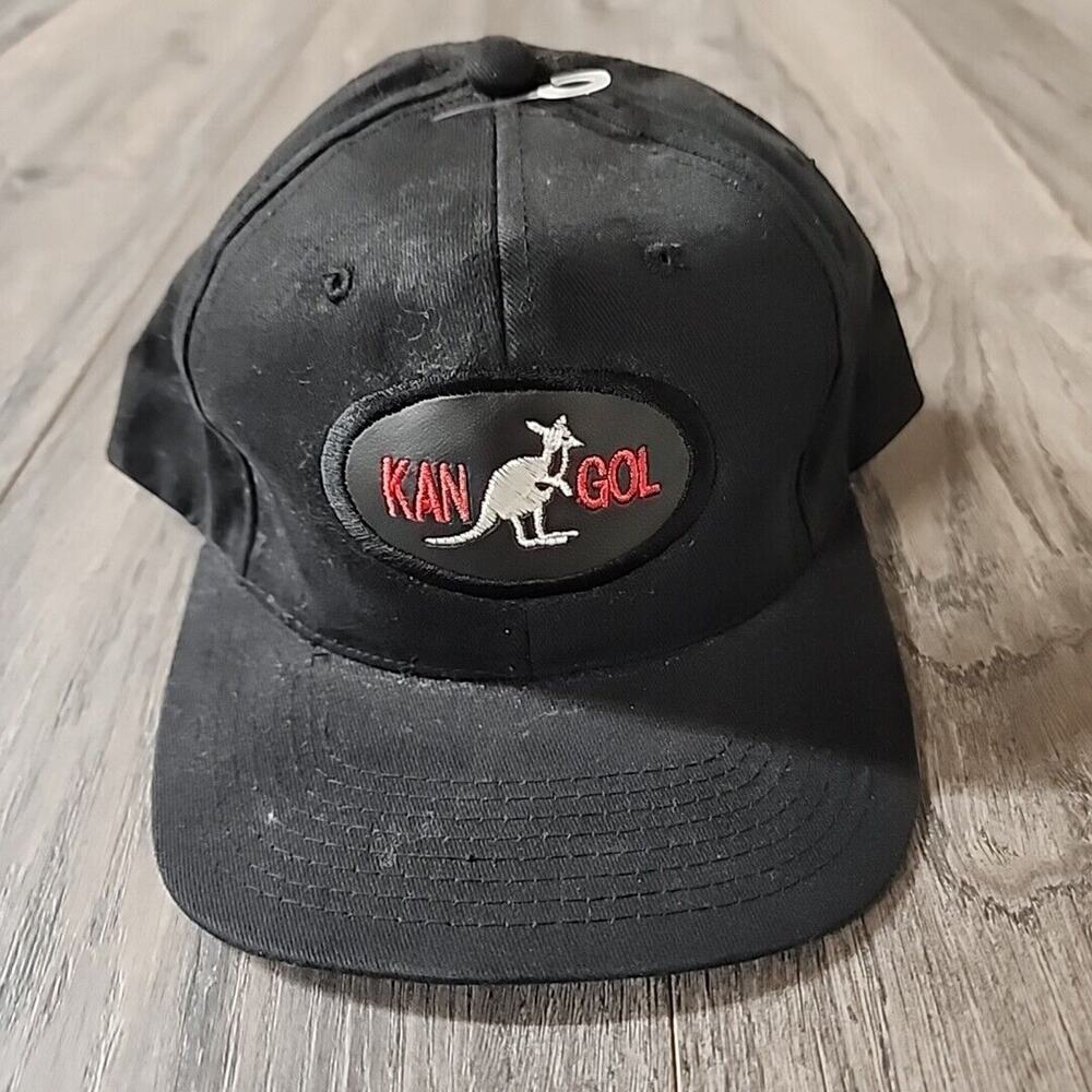 Vintage Kangol Embroidered Snapback Hat Black RARE